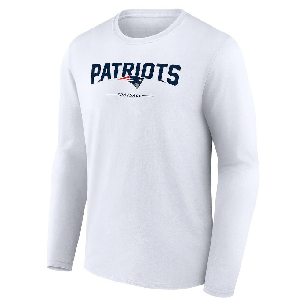 New England Patriots Logo Team Lockup Long Sleeve T-Shirt - White - NFL