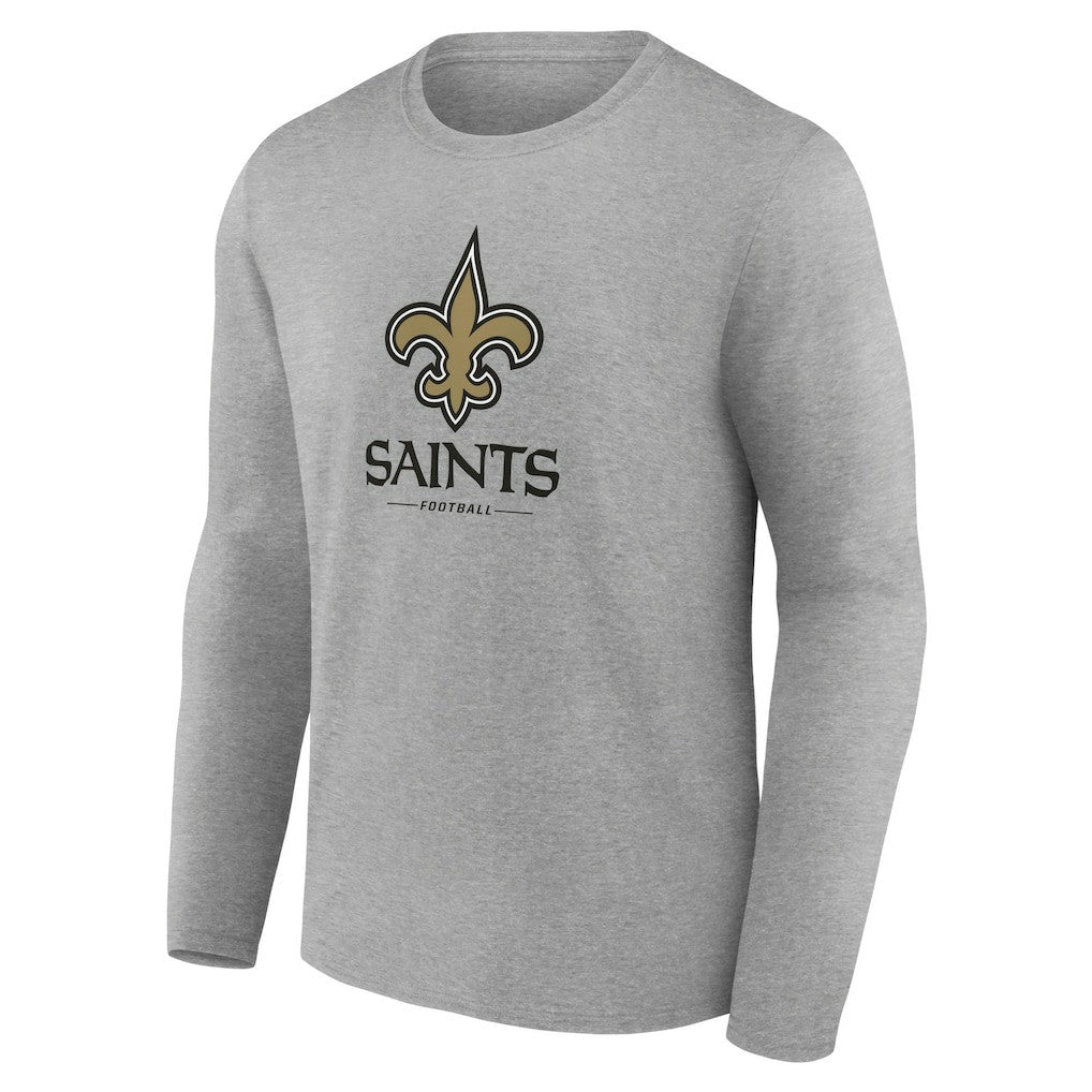 New Orleans Saints Logo Team Lockup Long Sleeve T-Shirt - Gray - NFL