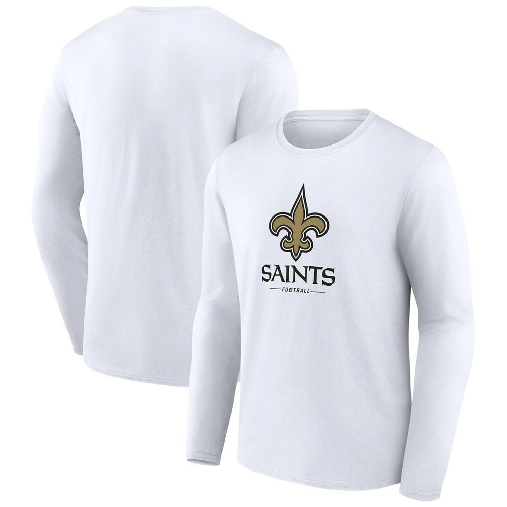 New Orleans Saints Logo Team Lockup Long Sleeve T-Shirt - White - NFL