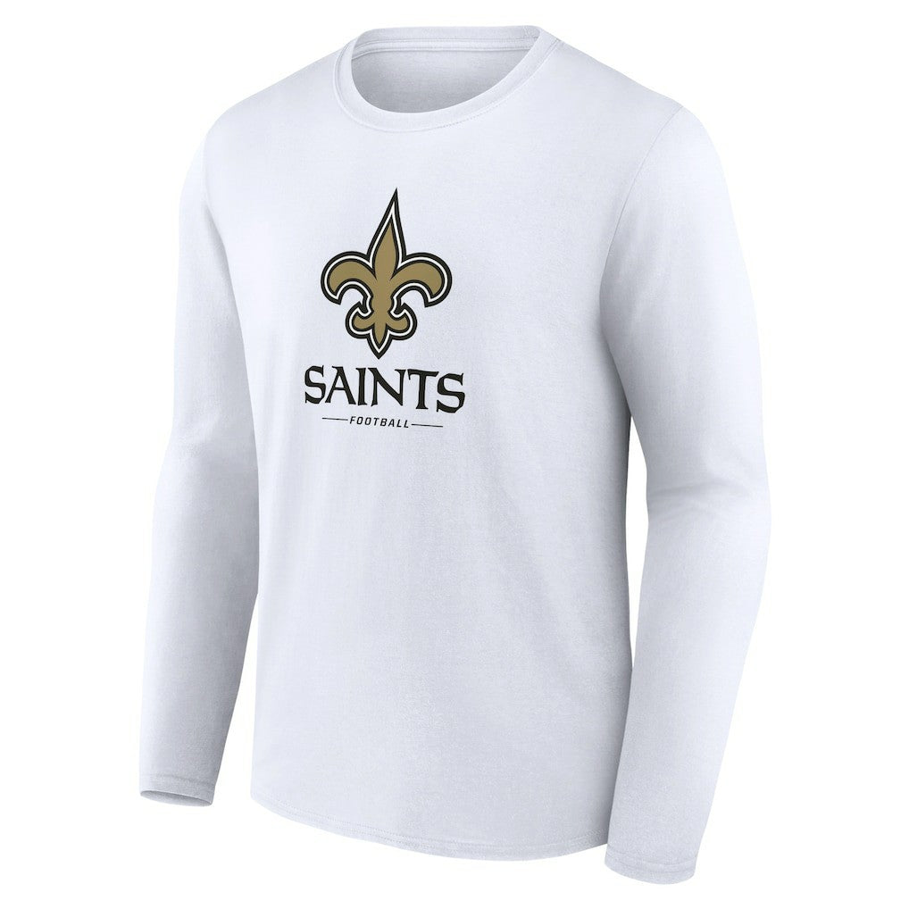 New Orleans Saints Logo Team Lockup Long Sleeve T-Shirt - White - NFL