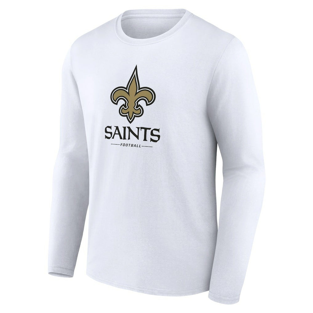 New Orleans Saints Logo Team Lockup Long Sleeve T-Shirt - White - NFL