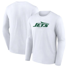 New York Jets Logo Team Lockup Long Sleeve T-Shirt - White - NFL