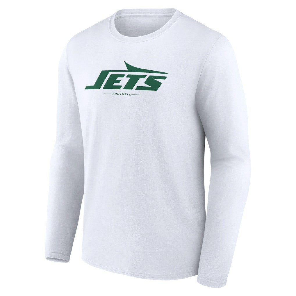 New York Jets Logo Team Lockup Long Sleeve T-Shirt - White - NFL
