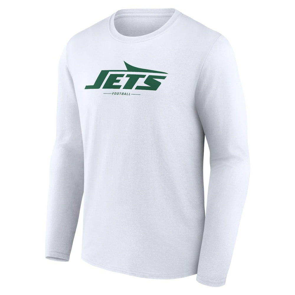 New York Jets Logo Team Lockup Long Sleeve T-Shirt - White - NFL