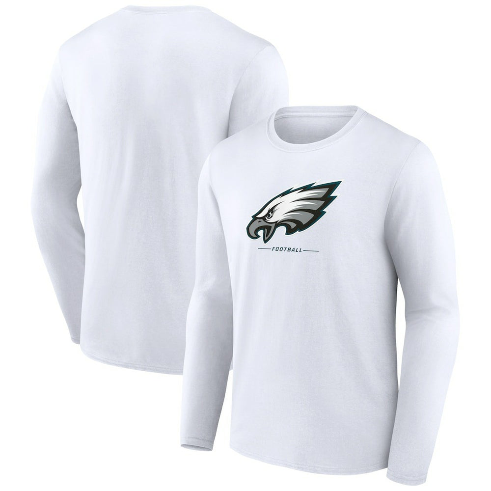 Philadelphia Eagles Logo Team Lockup Long Sleeve T-Shirt - White - NFL