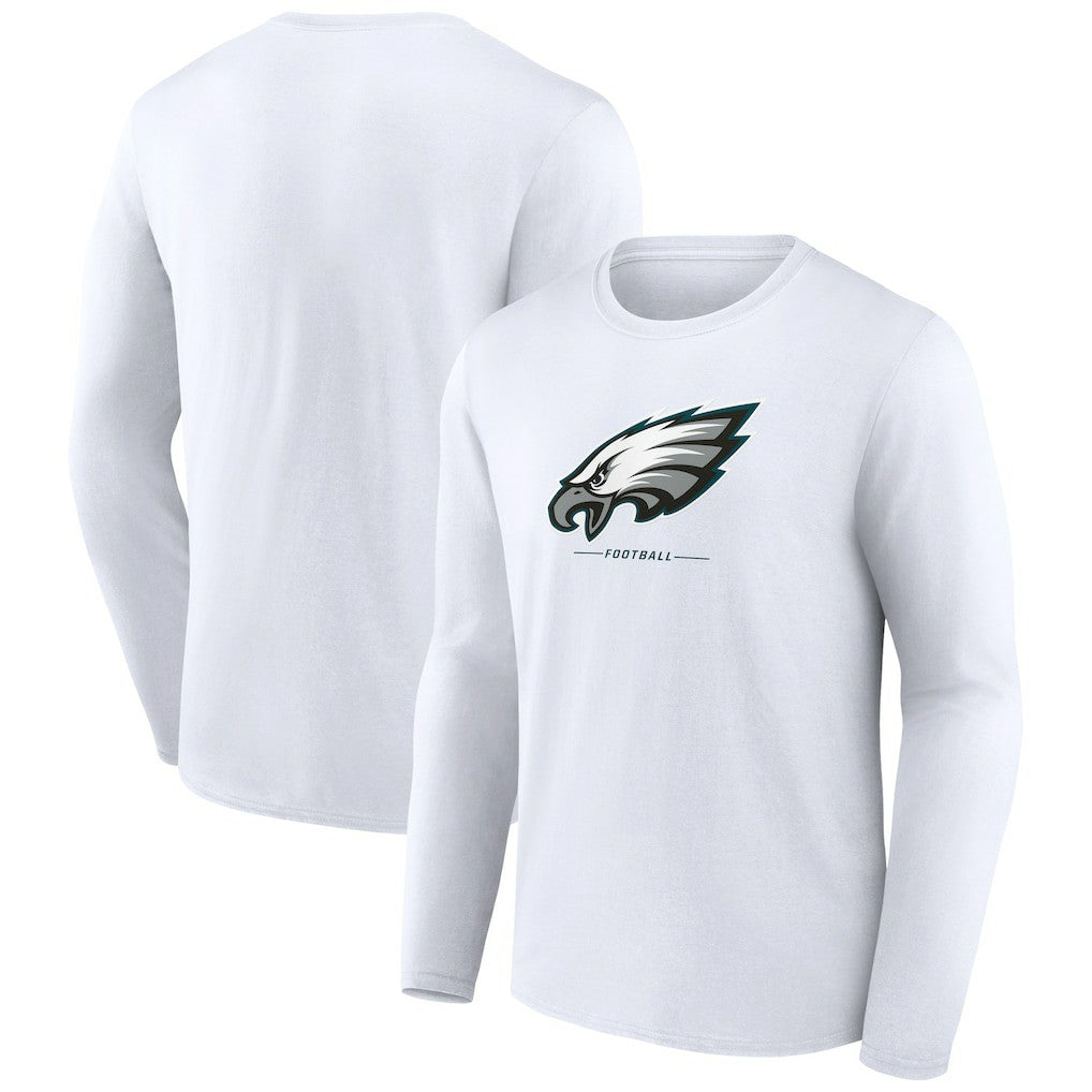 Philadelphia Eagles Logo Team Lockup Long Sleeve T-Shirt - White - NFL