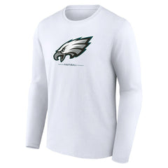 Philadelphia Eagles Logo Team Lockup Long Sleeve T-Shirt - White - NFL