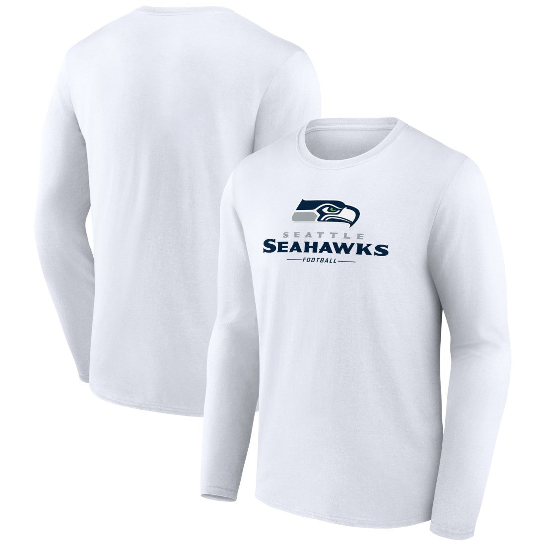 Seattle Seahawks Logo Team Lockup Long Sleeve T-Shirt - White - NFL