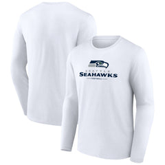 Seattle Seahawks Logo Team Lockup Long Sleeve T-Shirt - White - NFL