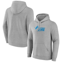 Detroit Lions Primary Logo Team Lockup Fitted Pullover Hoodie - Gray - NFL