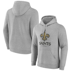 New Orleans Saints Primary Logo Team Lockup Fitted Pullover Hoodie - Gray - NFL