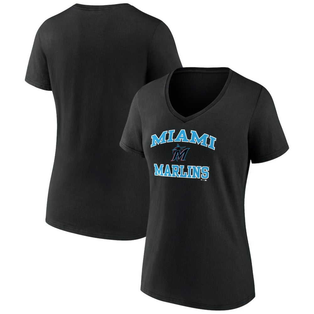 Miami Marlins Women's Heart and Soul V-Neck T-Shirt Outlet