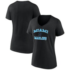 Miami Marlins Women's Heart and Soul V-Neck T-Shirt Outlet