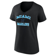 Miami Marlins Women's Heart and Soul V-Neck T-Shirt Outlet