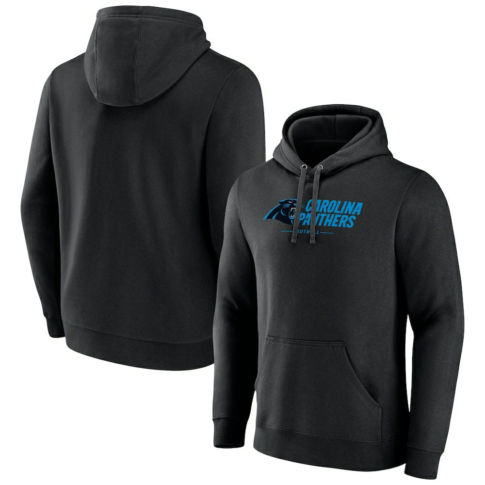 Carolina Panthers Logo Team Lockup Fitted Pullover Hoodie - Black - NFL