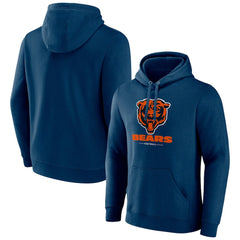 Chicago Bears Logo Team Lockup Fitted Pullover Hoodie - Navy - NFL