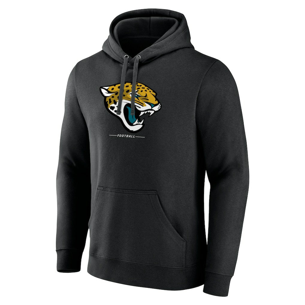 Jacksonville Jaguars Logo Team Lockup Fitted Pullover Hoodie - Black - NFL