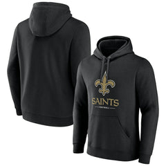 New Orleans Saints Logo Team Lockup Fitted Pullover Hoodie - Black - NFL