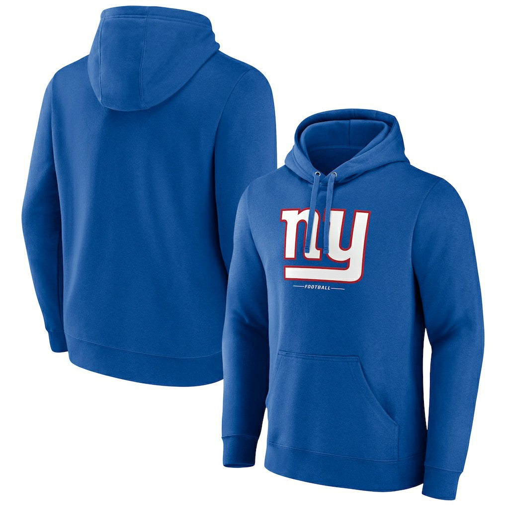 New York Giants Logo Team Lockup Fitted Pullover Hoodie - Royal - NFL