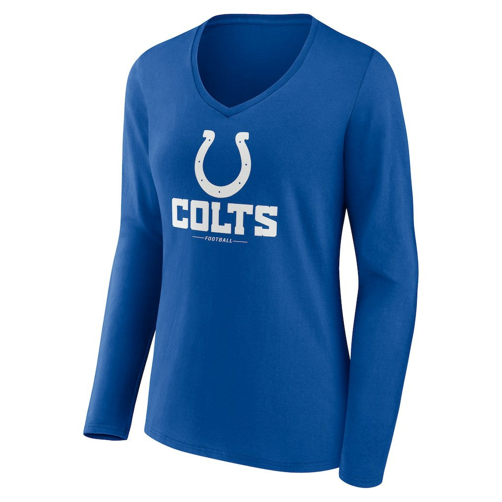 Indianapolis Colts Women's Logo Team Lockup Long Sleeve V-Neck T-Shirt - Royal - NFL