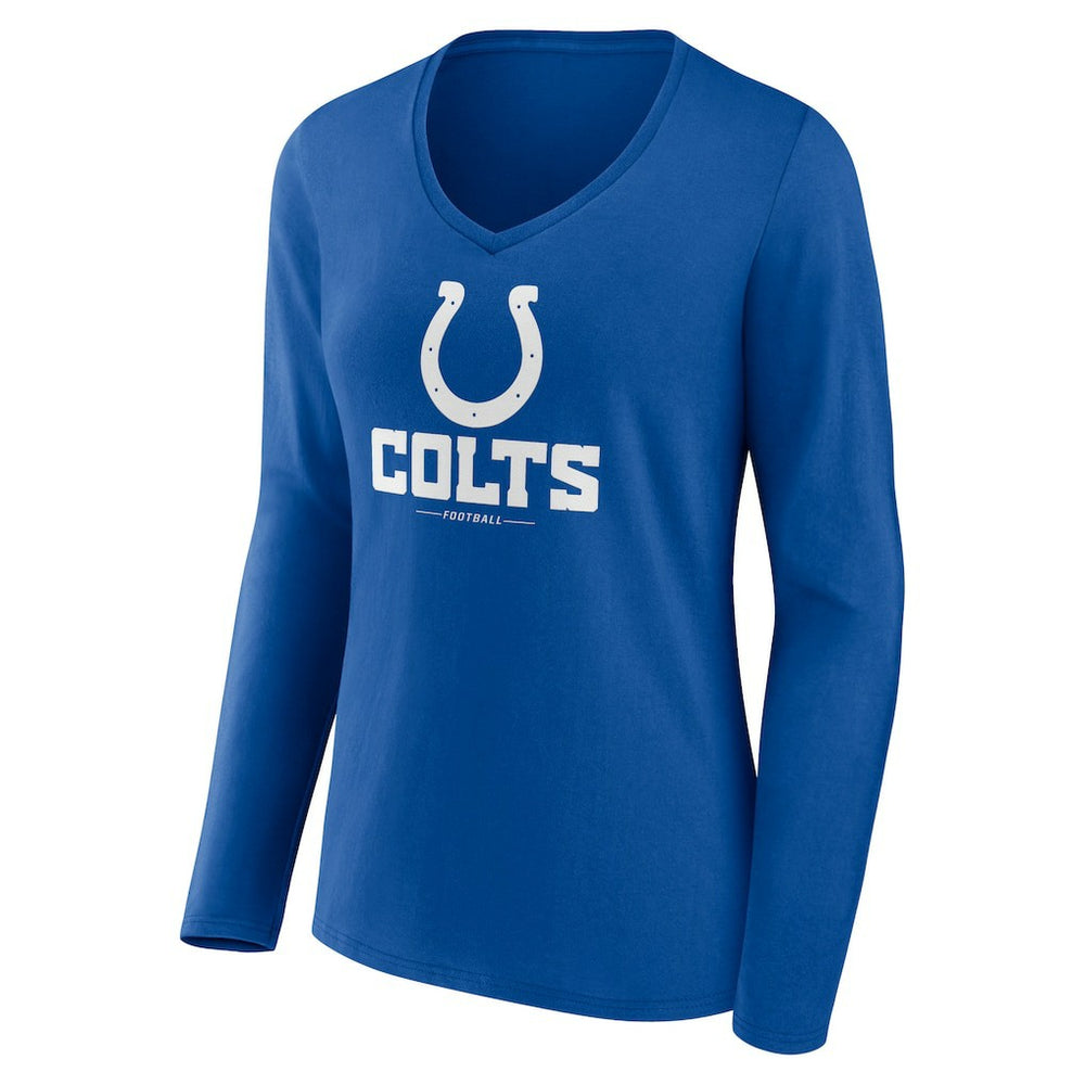 Indianapolis Colts Women's Logo Team Lockup Long Sleeve V-Neck T-Shirt - Royal - NFL