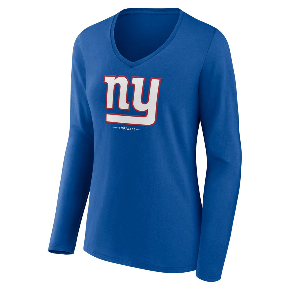New York Giants Women's Logo Team Lockup Long Sleeve V-Neck T-Shirt - Royal - NFL