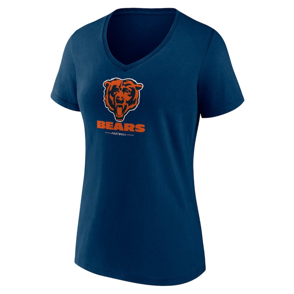 Chicago Bears Women's Logo Team Lockup V-Neck T-Shirt - Navy - NFL