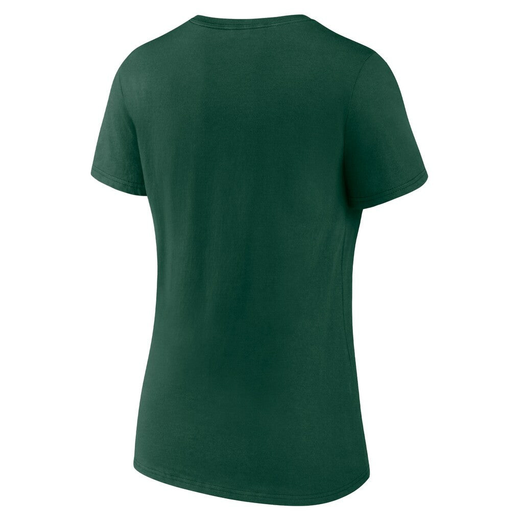 Green Bay Packers Women's Logo Team Lockup V-Neck T-Shirt - Green - NFL
