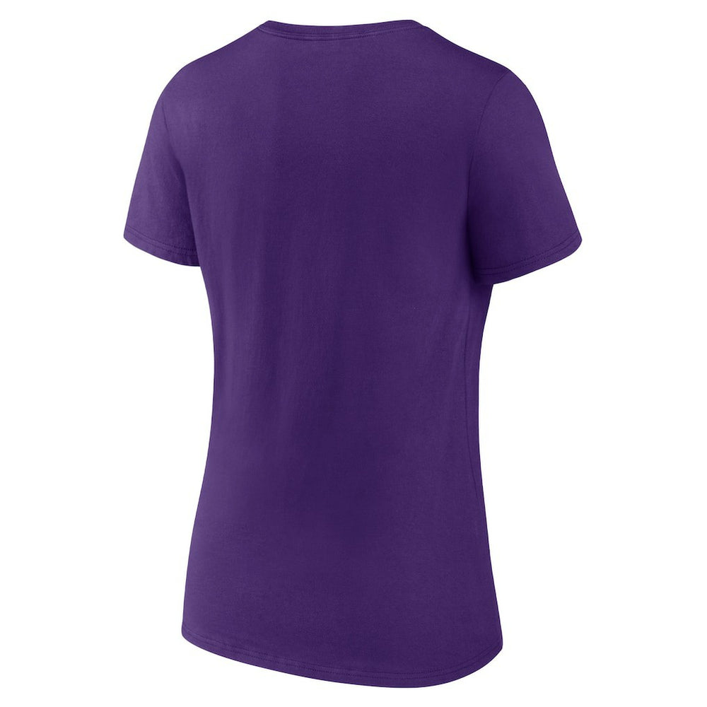 Minnesota Vikings Women's Logo Team Lockup V-Neck T-Shirt - Purple - NFL