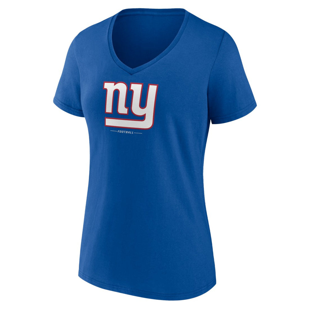 New York Giants Women's Logo Team Lockup V-Neck T-Shirt - Royal - NFL