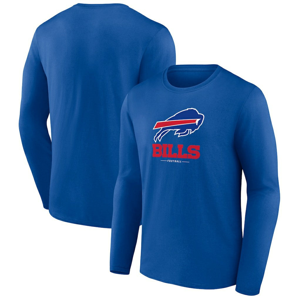 Buffalo Bills Logo Team Lockup Long Sleeve T-Shirt - Royal - NFL