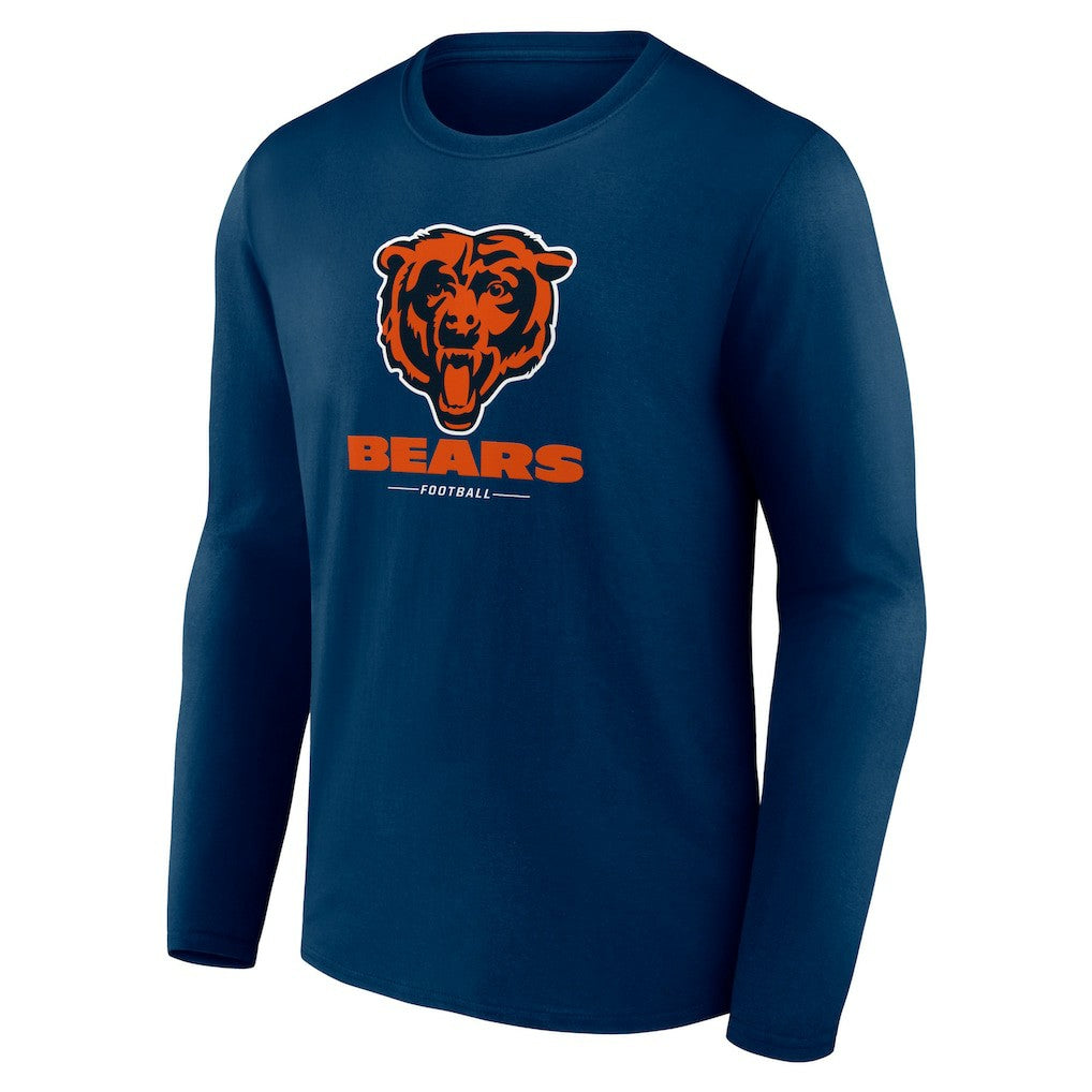 Chicago Bears Logo Team Lockup Long Sleeve T-Shirt - Navy - NFL