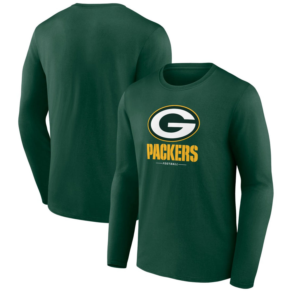 Green Bay Packers Logo Team Lockup Long Sleeve T-Shirt - Green - NFL