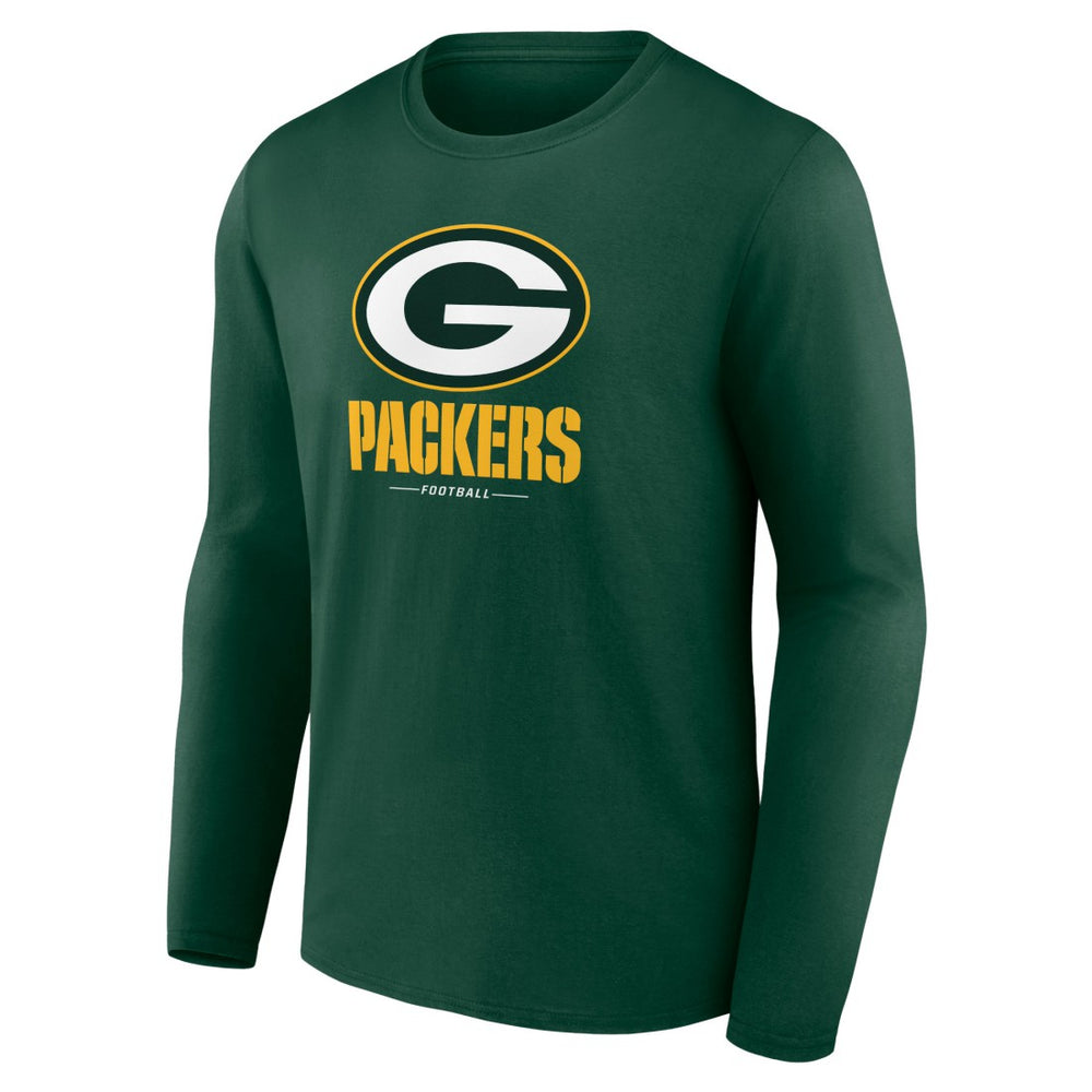 Green Bay Packers Logo Team Lockup Long Sleeve T-Shirt - Green - NFL