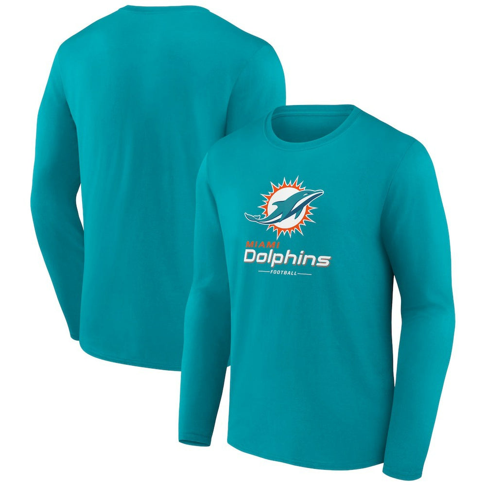 Miami Dolphins Logo Team Lockup Long Sleeve T-Shirt - Aqua - NFL