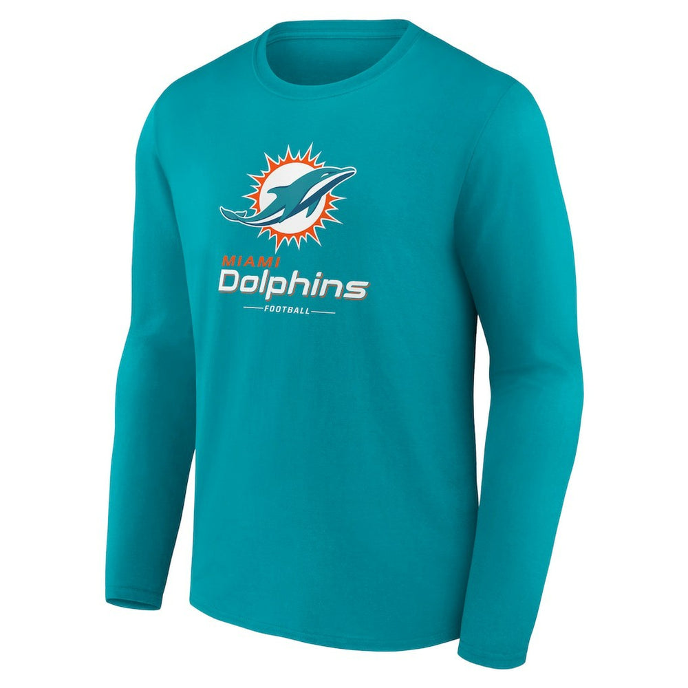 Miami Dolphins Logo Team Lockup Long Sleeve T-Shirt - Aqua - NFL