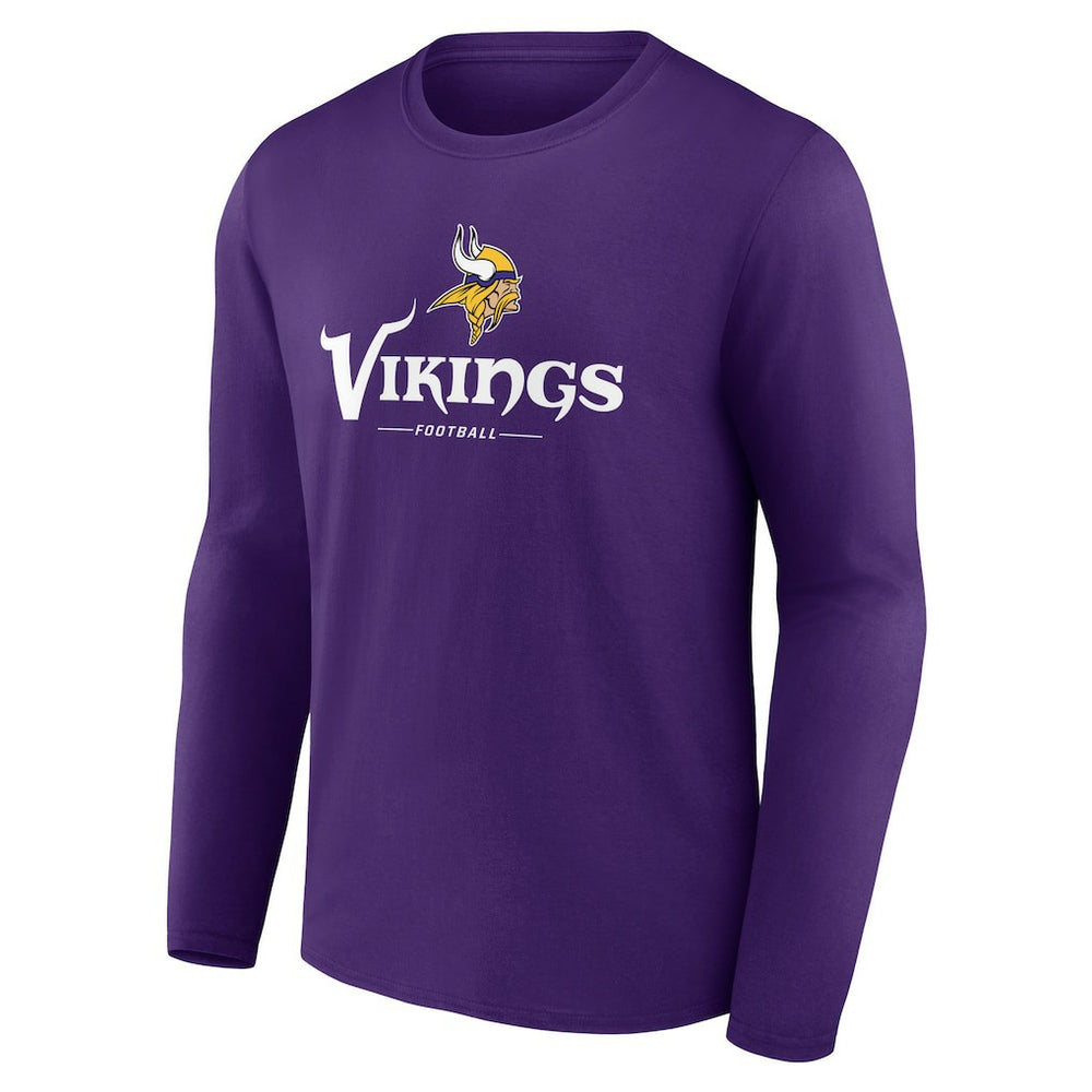Minnesota Vikings Logo Team Lockup Long Sleeve T-Shirt - Purple - NFL