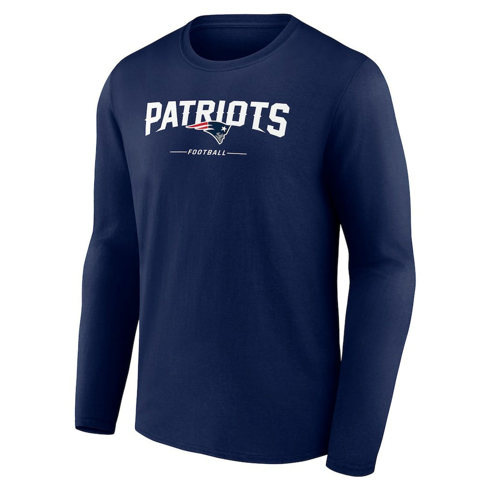 New England Patriots Logo Team Lockup Long Sleeve T-Shirt - Navy - NFL
