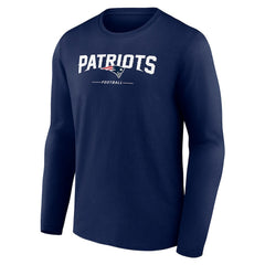 New England Patriots Logo Team Lockup Long Sleeve T-Shirt - Navy - NFL
