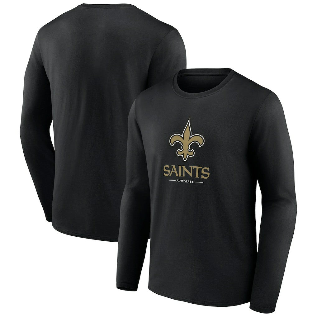 New Orleans Saints Logo Team Lockup Long Sleeve T-Shirt - Black - NFL