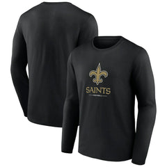 New Orleans Saints Logo Team Lockup Long Sleeve T-Shirt - Black - NFL