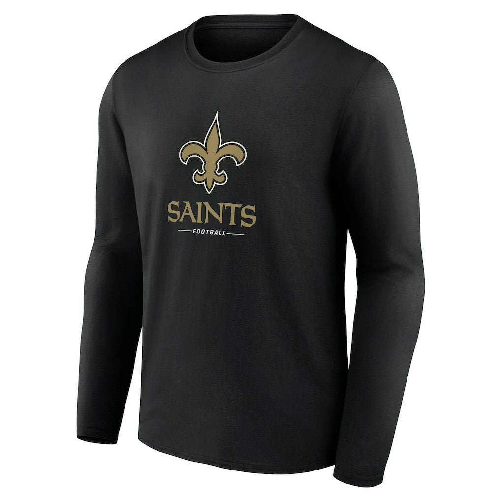 New Orleans Saints Logo Team Lockup Long Sleeve T-Shirt - Black - NFL