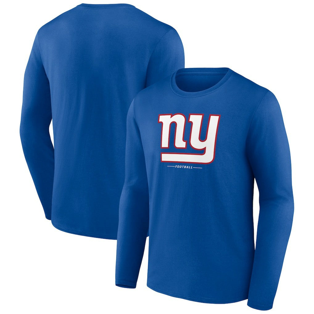 New York Giants Logo Team Lockup Long Sleeve T-Shirt - Royal - NFL