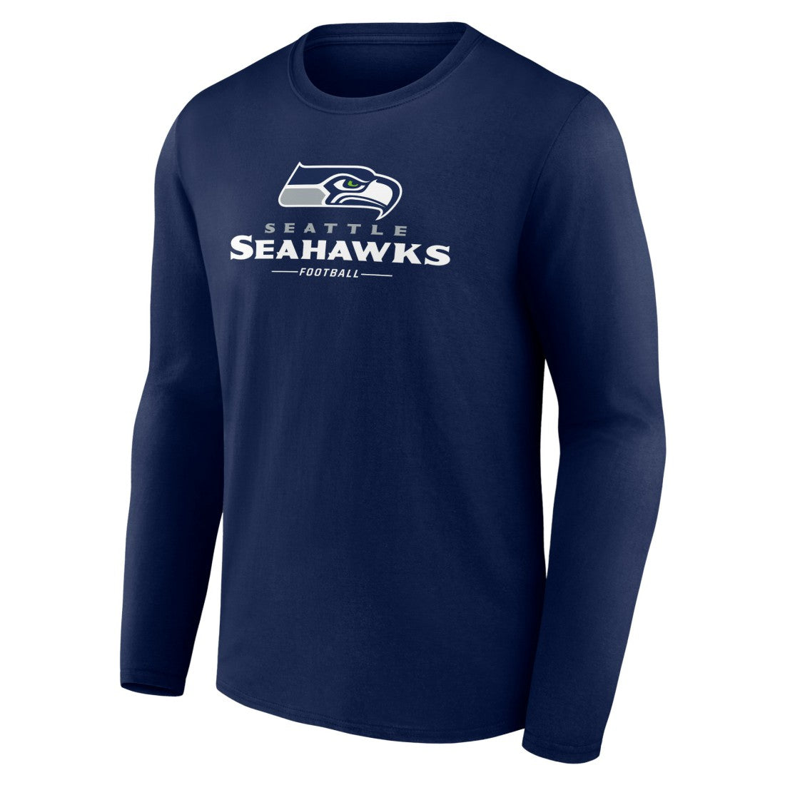 Seattle Seahawks Logo Team Lockup Long Sleeve T-Shirt - College Navy - NFL