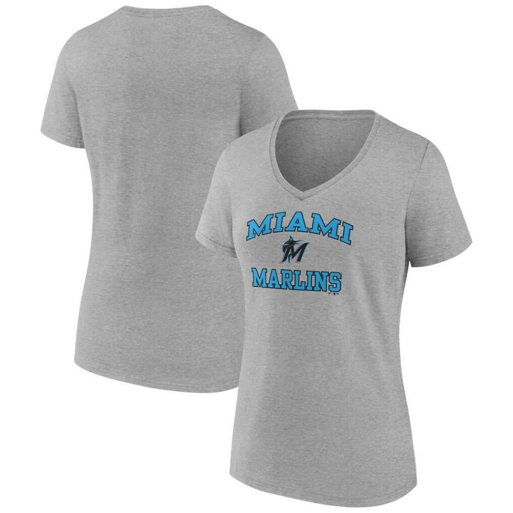 Miami Marlins Women's Heart and Soul V-Neck T-Shirt for sale