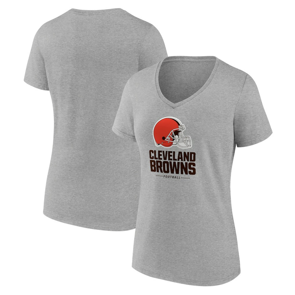 Cleveland Browns Women's Logo Team Lockup V-Neck T-Shirt - Gray - NFL