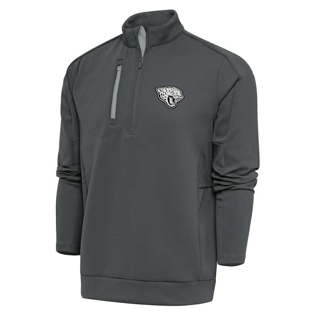 Jacksonville Jaguars Antigua Metallic Logo Generation Quarter-Zip Pullover Top - Charcoal - NFL