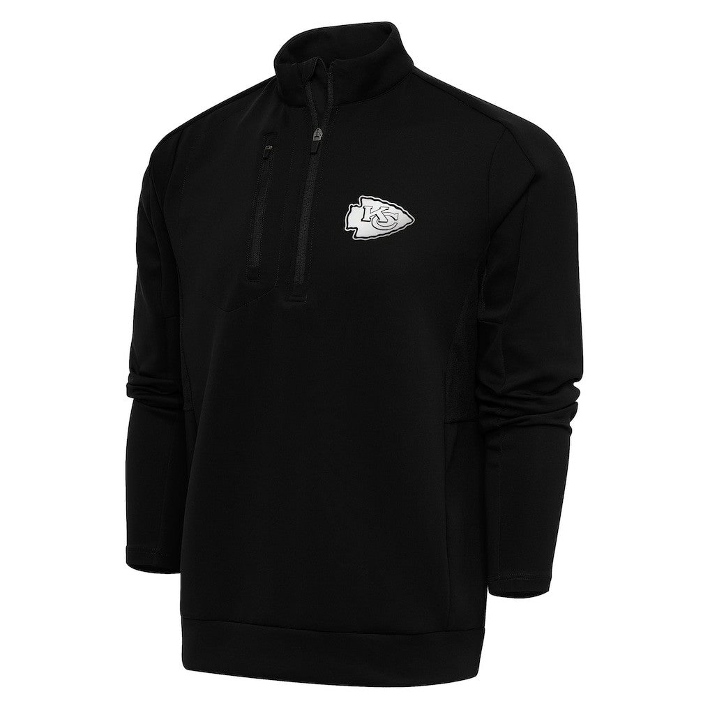 Kansas City Chiefs Antigua Metallic Logo Generation Quarter-Zip Pullover Top - Black - NFL