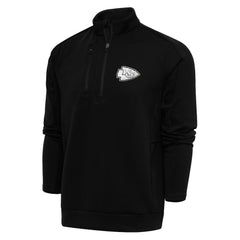 Kansas City Chiefs Antigua Metallic Logo Generation Quarter-Zip Pullover Top - Black - NFL
