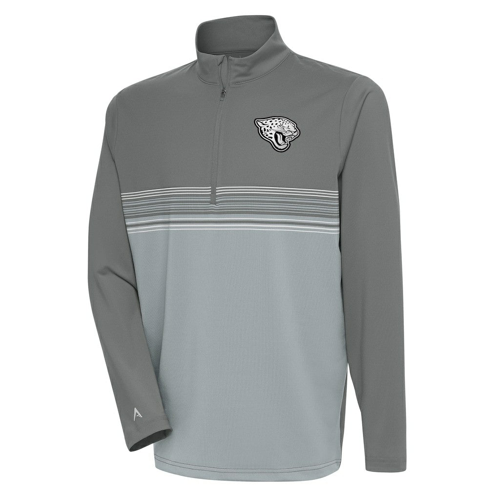 Jacksonville Jaguars Antigua Metallic Logo Pace Quarter-Zip Pullover Top - Steel - NFL